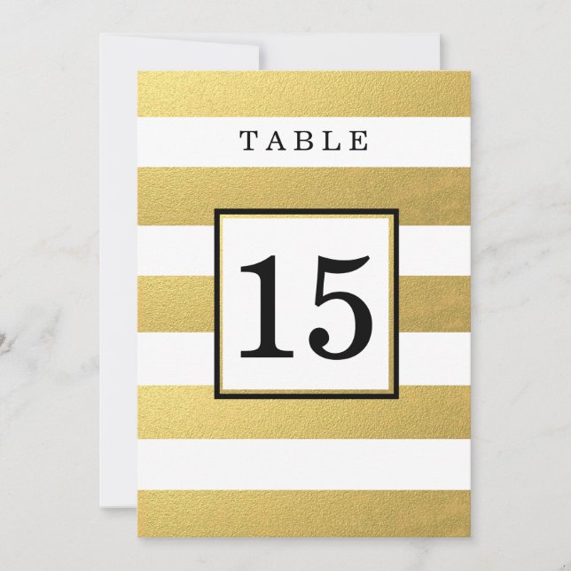 CARTES DE NUMÉRO DE TABLE DE MARIAGE EN OR CHIC (Devant)