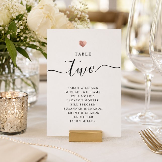 Cartes de numéro de table de mariage en or rose mo (Créateur téléchargé)