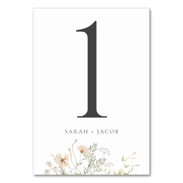Cartes de Numéro de Table de Mariage Fleur Sauvage (Par défaut)