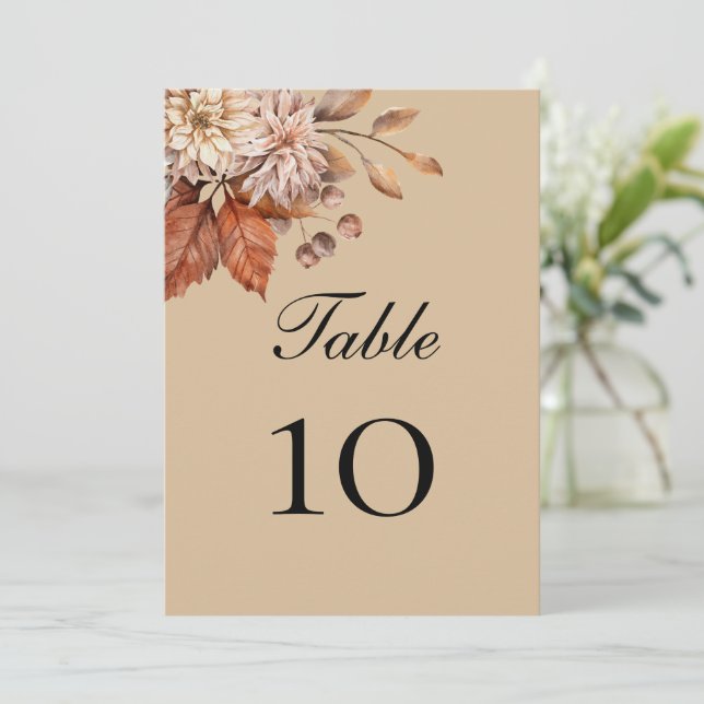 Cartes de numéro de table de mariage floral Boho T (Debout devant)