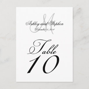 Cartes de numéro de table de mariage Monogramme No