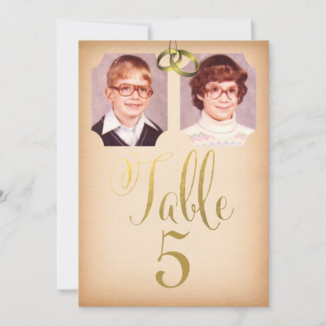 Cartes de Numéro de Table de Mariage Photos École  (Devant)