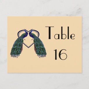 Cartes de numéro de table de paire de paock vintag