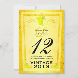 Cartes de numéro de table de vin blanc vintage