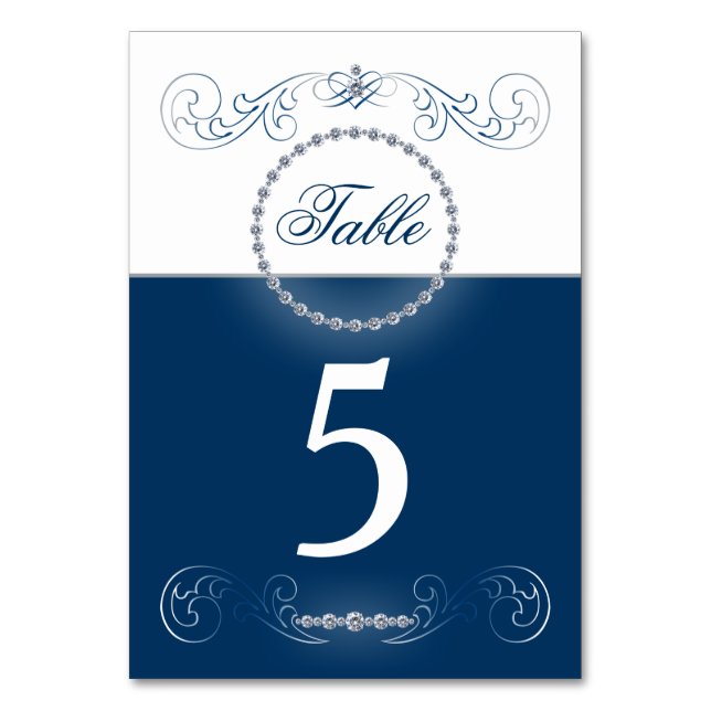 Cartes de numéro de table du mariage bleu marine (Par défaut)