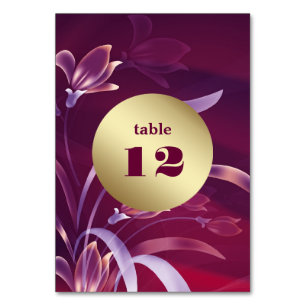 Cartes de numéro de table Fleur Élégante prune   O