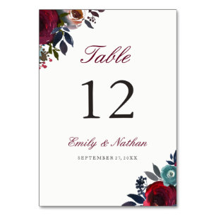 Cartes de numéro de table florales à l'aquarelle r