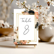 Cartes de numéro de table florales personnalisable