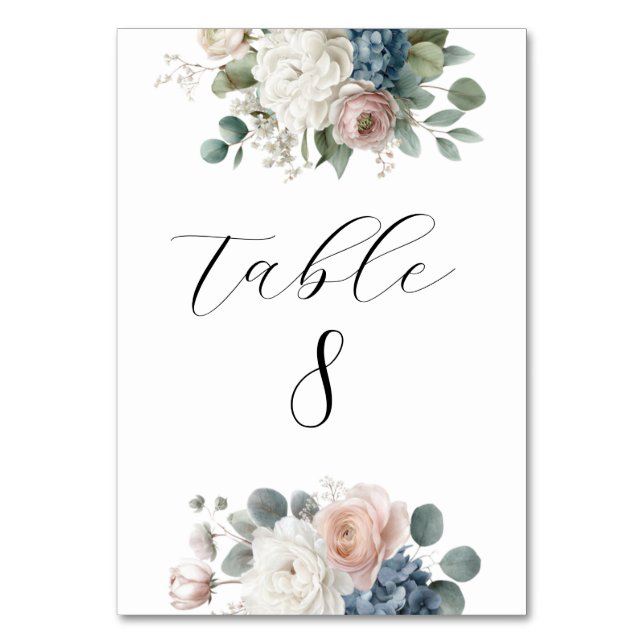 Cartes de numéro de table florales personnalisable (Par défaut)