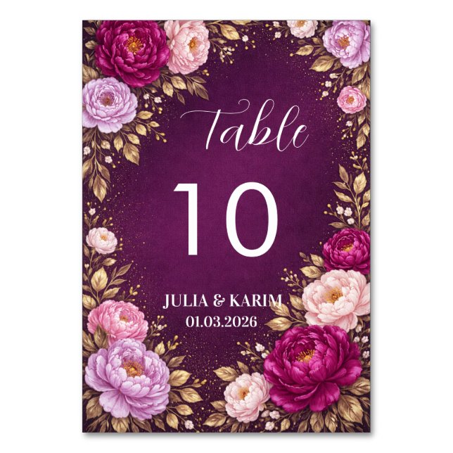 Cartes de numéro de table florales violettes pour  (Par défaut)