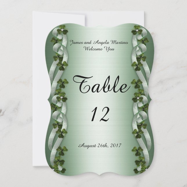 Cartes de numéro de table irlandaises (Devant)
