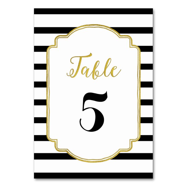 Cartes de numéro de table Mariage Gold Black Strip (Par défaut)