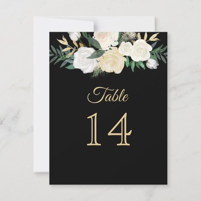Cartes de numéro de table noires et dorées (Devant)