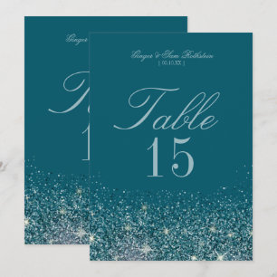 Cartes de numéro de table Pailletées Sarcelle & Me