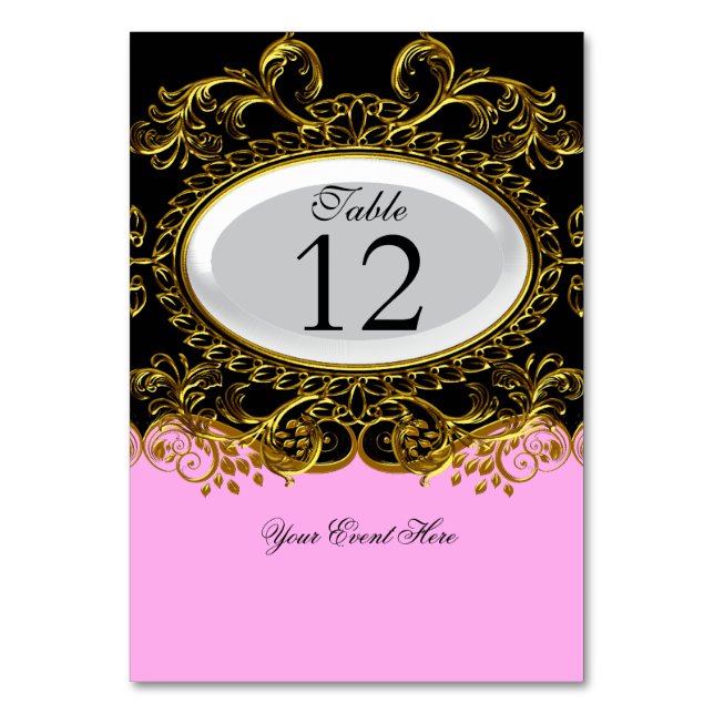 Cartes de Numéro de Table Rose Royal Blanc Or Noir (Par défaut)