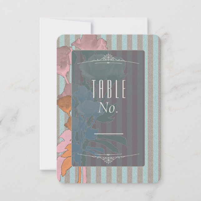 Cartes de numéro de table - Roses sur lin (Devant)