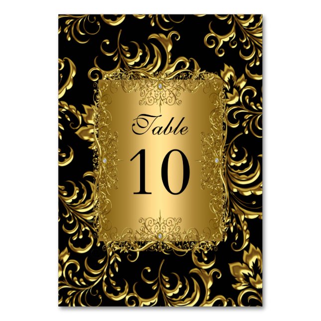 Cartes de Numéro de Table Royal Noir Or (Par défaut)