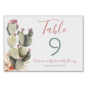 Cartes de numéro de table Terra cotta et Cactus Ma