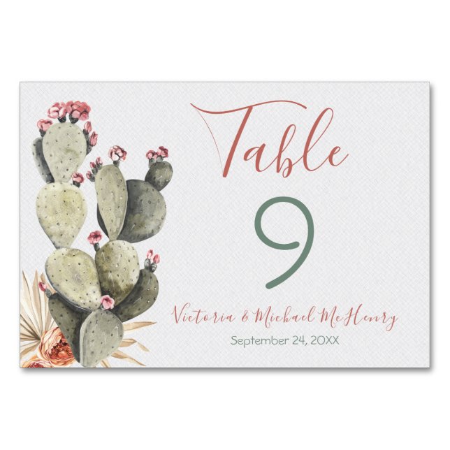 Cartes de numéro de table Terra cotta et Cactus Ma (Devant)