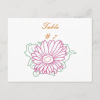 Cartes de numéro de table, Tournesol Fuchsia Rose