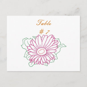 Cartes de numéro de table, Tournesol Fuchsia Rose