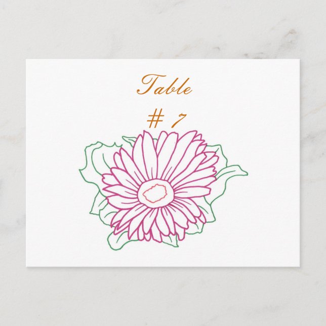 Cartes de numéro de table, Tournesol Fuchsia Rose (Devant)