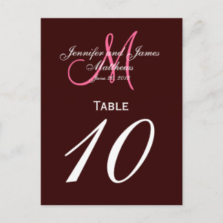 Cartes de numéro de tableau Brown pour le Mariage 