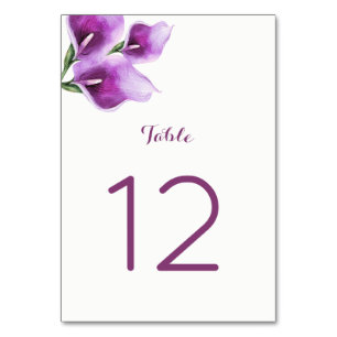 Cartes de Numéro de tableau de Calla Violet