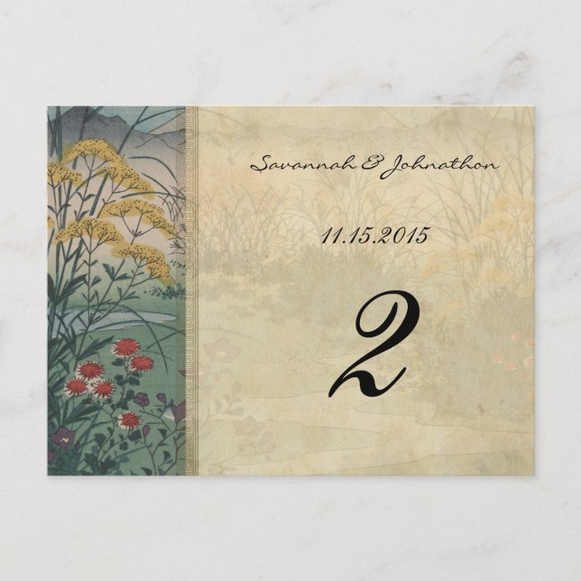 Cartes de numéro de tableau du Mariage de automne  (Devant)