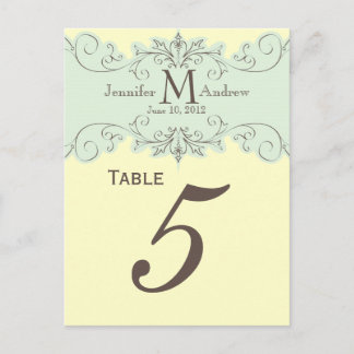 Cartes de numéro de tableau du Mariage du Monogram