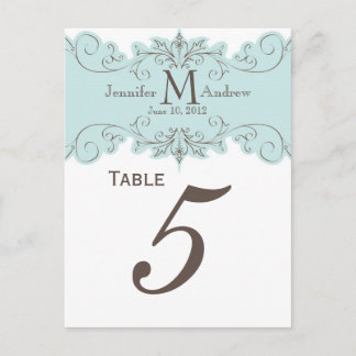 Cartes de numéro de tableau du Mariage du Monogram