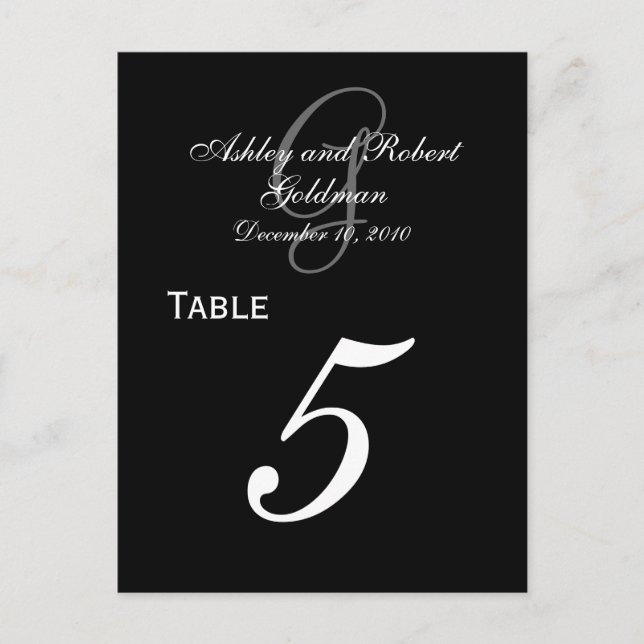 Cartes de numéro de tableau du Mariage Monogramme  (Devant)