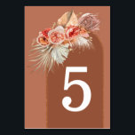Cartes de numéro de tableau Floral Terracotta<br><div class="desc">Cartes de numéro de table mariage de fleurs en terre cuite</div>