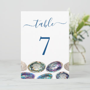 Cartes de numéro de tableau Mariage Abalone Shell