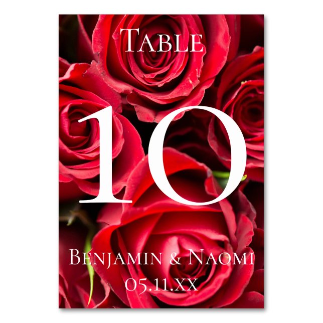 Cartes de numéro de tableau Mariage Red Roses (Par défaut)