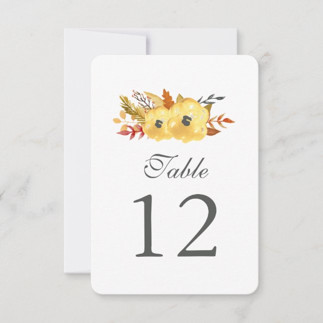 Cartes de numéros de table à fleurs aquarelles (Devant)