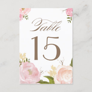 Cartes de numéros de table à fleurs aquarelles rom