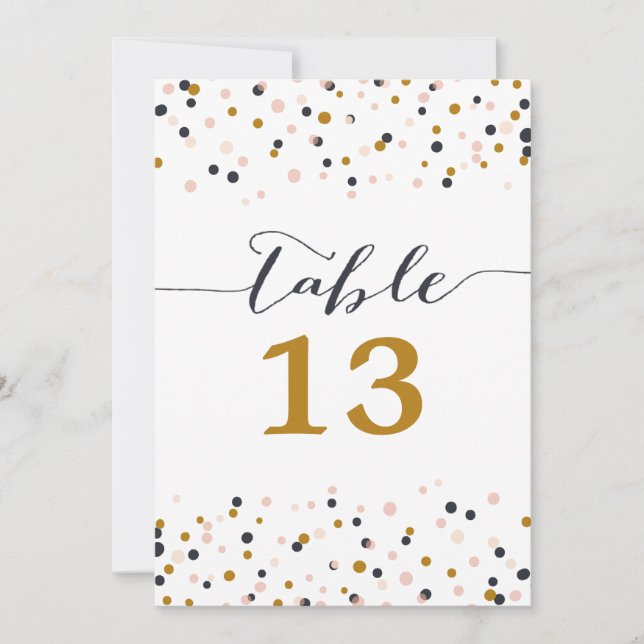 Cartes de numéros de table à points de confettis r (Devant)