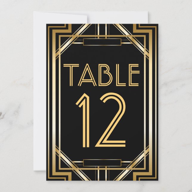 Cartes de numéros de table Art Déco Gatsby le Magn (Devant)