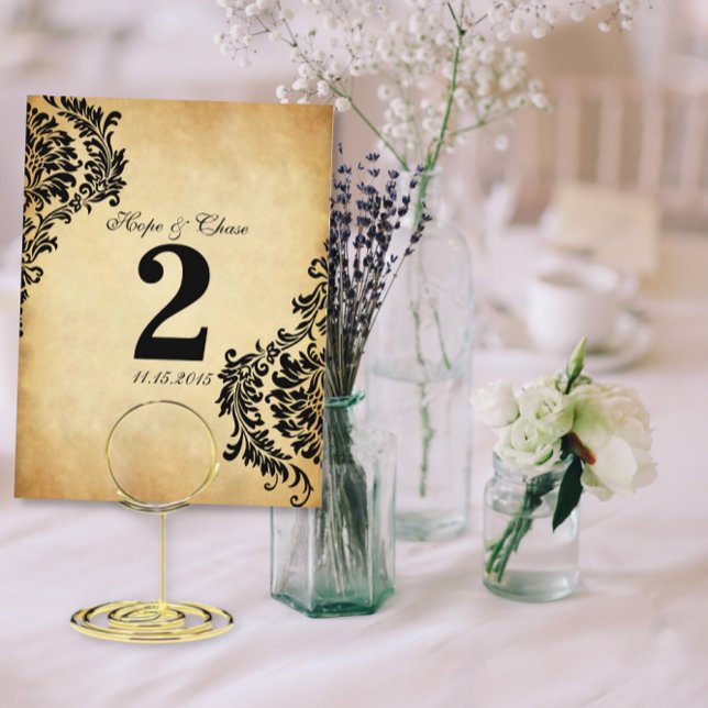Cartes de numéros de table aux volutes en damas do (Créateur téléchargé)