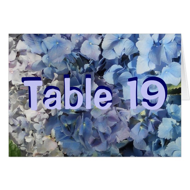 Cartes de numéros de table Blue Hydrangea (Devant Horizontal)