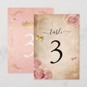 Cartes de numéros de table Blush Pink Rose Gold