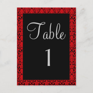 Cartes de numéros de table Damas Noir et Rouge