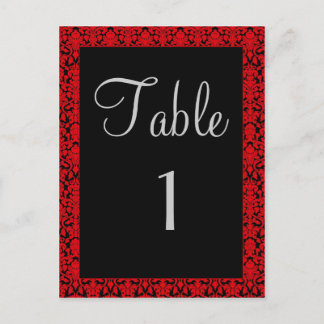 Cartes de numéros de table Damas Noir et Rouge