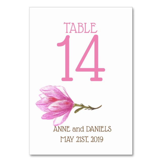 Cartes de numéros de table de fleurs roses (Par défaut)