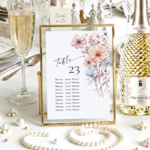 Cartes de numéros de table de fleurs sauvages Plan