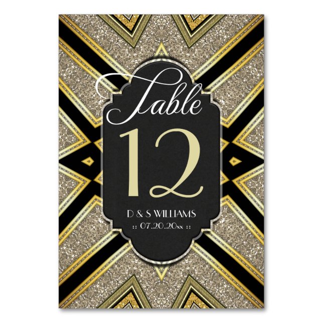 Cartes de numéros de table de mariage Art Déco Gol (Par défaut)
