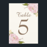 Cartes de numéros de table de mariage aux pivoines<br><div class="desc">Élégantes cartes de numéros de table avec des pivoines roses peintes à la main sur fond ivoire. Cela fait partie d'une suite de mariage. Les articles assortis sont disponibles.</div>