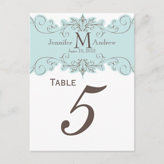 Cartes de numéros de table de mariage avec monogra (Devant)