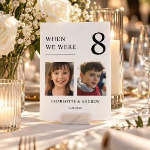 Cartes de numéros de table de mariage avec photo d